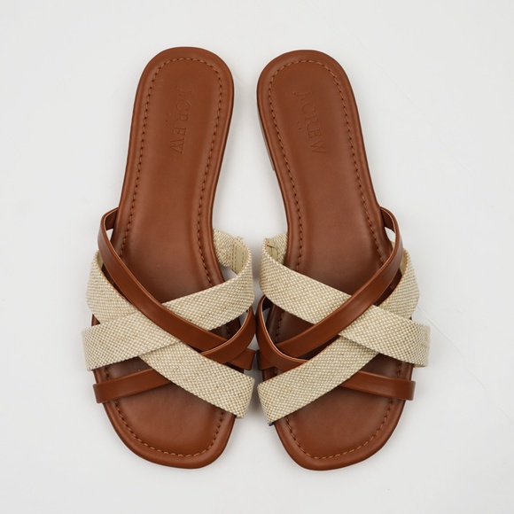 JCREW Size 7 Mixed Crisscross Slide Sandals in Tan $89 CG152 - Picture 3 of 5